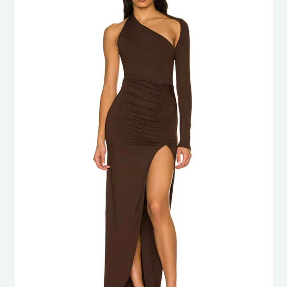 Superdown One-Shoulder Brown Dress